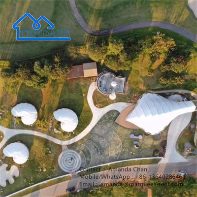 Mua Cây lều ngoài trời hình lưỡi liềm vĩnh viễn Prefab Eco Lodge Cửa hàng cấu trúc màng online manufacture