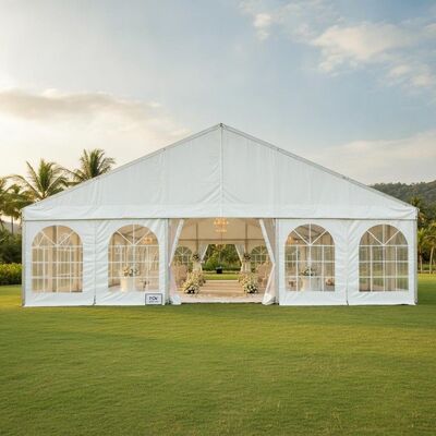 Mua Chiếc lều đám cưới sang trọng Indonesia Chiếc pavilion sự kiện PVC màu trắng thanh lịch khung nhôm TUV được chứng nhận cho buổi lễ ngoài trời sản xuất trực tuyến