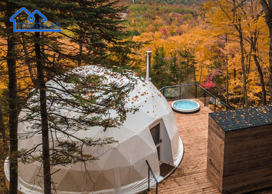 6061/T6 khung nhôm 5m Dia Glamping Hotel Tent PVC Canvas Lớp kép cho Eco Lodges