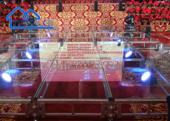 Sàn Led tùy chỉnh Kính cường lực Ánh sáng từ tính Tiệc cưới Pixel Led Dance Stage Truss