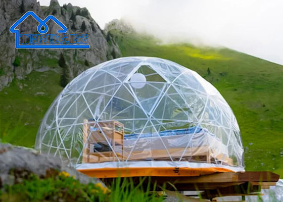Nhà bong bóng với khung thép ăn ngoài trời, trampoline tròn 16ft, buồng glamping mái vòm bơm để bán