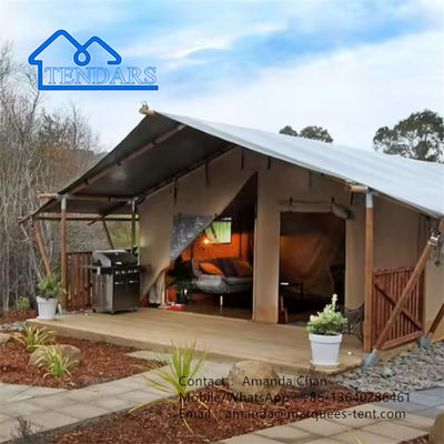 Nhà máy màu Beige Safari Glamping Canvas Lodge Tent với mô-đun phòng tắm