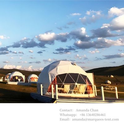mái nhà PVC sưởi ấm Eco Prefab minh bạch sang trọng và thoải mái Hemispherical Hotel Dome Glamping Tent