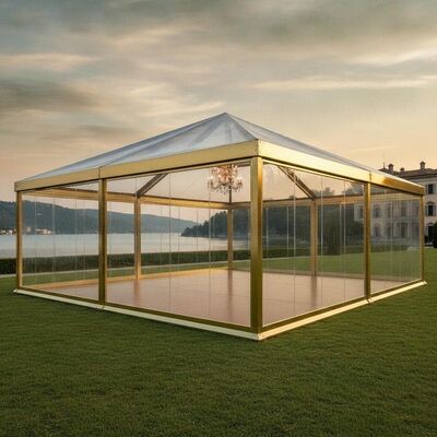 Luxury Panoramic Party Marquee Tent Glass Wall Champagne Gold Frame CE Chứng nhận VIP Pavilion