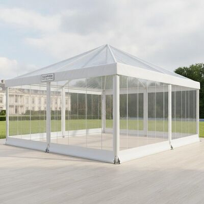Toàn cảnh cửa sổ PVC trong suốt Hệ thống lều Marquee Nhìn rõ ràng Gian hàng thị trường châu Âu Cấu trúc tán triển lãm