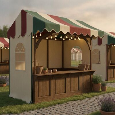Gian hàng ở chợ Pháp Nhà cung cấp Lều Marquee Thiết kế truyền thống Phong cách mái hiên Cấu trúc mái che gian hàng hội chợ châu Âu cấp tỉnh
