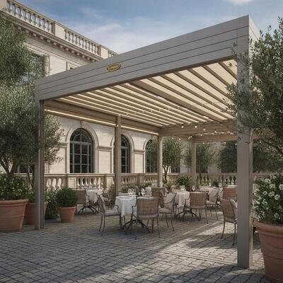 Nhà hàng Châu Âu Sân thượng Pergola Party Marquee Lều Mái có thể thu vào Al Fresco Ăn uống Bảo vệ thời tiết Cấu trúc tán