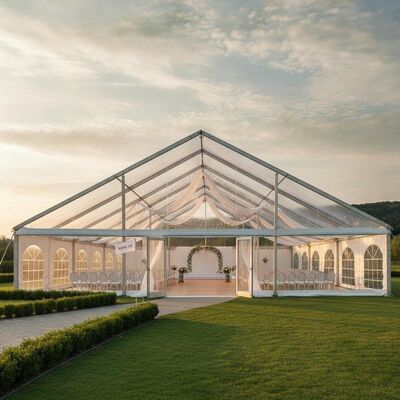Thương mại Clear Span Aluminum Frame Party Tent NFPA 701 Fire Retardant PVC Địa điểm tổ chức đám cưới Mỹ