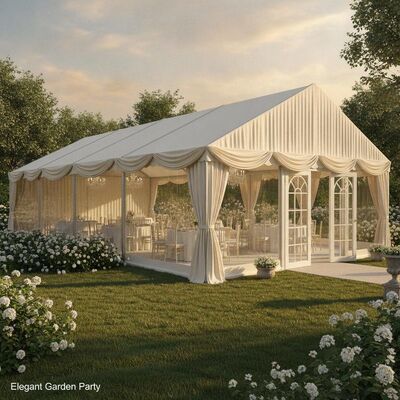 Tiệc sân vườn trang nhã Marquee Lều Khung nhôm Ngà tán Cửa sổ toàn cảnh Lễ tân ngoài trời kiểu Pháp