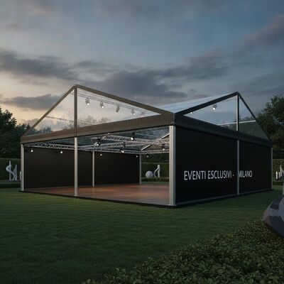 Premium Corporate Event Marquee Tent Aluminium Frame Clear Span Blackout Panels Italian Fashion Show Business Reception