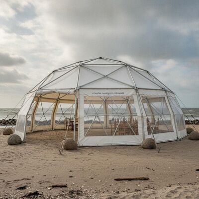 Lều Marquee chống chịu thời tiết ven biển Khung nhôm chống ăn mòn cho các sự kiện ngoài trời bên bờ biển Đan Mạch