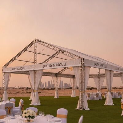 Chiếc lồng nhôm sang trọng Chiếc lều trải mái PVC chống tia UV cho lễ cưới ngoài trời Kuwait