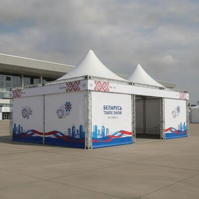 Lều Marquee Tiệc In Theo Yêu Cầu Khung Nhôm Chứng Nhận TUV Cho Triển Lãm Thương mại Belarus
